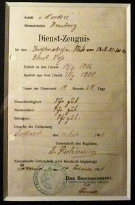 Dienstzeugnis Ernst Voß