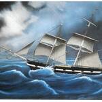 Segelschiff "Die Zwillinge" mit Küste